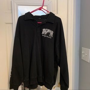 Black Brandy Melville half button up collar sweatshirt